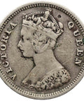 1893 Ten Cents Hong Kong Queen Victoria Silver Coin