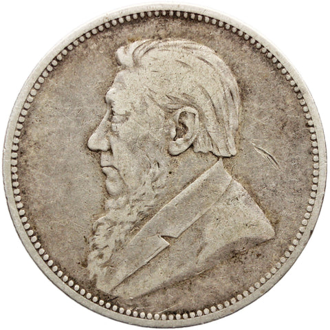 1893 Two Shilling South Africa ZAR Paul Kruger Silver Coin
