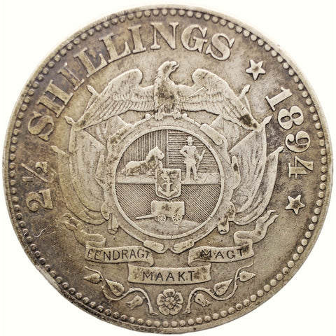 1894 2 1/2 Shillings South Africa Coin Paul Kruger Silver