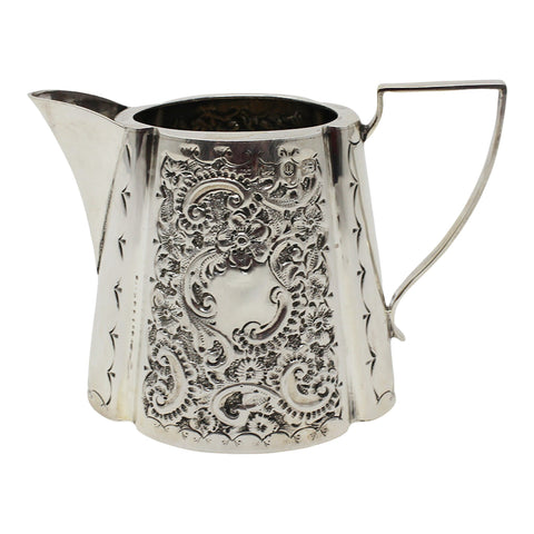 1894 Antique Victorian Era Sterling Silver Cream Jug Silversmiths Jones & Stevenson Birmingham Hallmarks