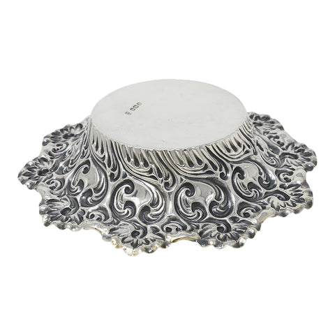 1894 Antique Victorian Era Sterling Silver Dish Silversmiths Fenton Brothers (Samuel Fenton & William Staniforth) Sheffield Hallmarks
