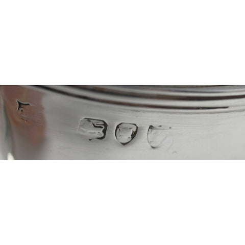 1894 Antique Victorian Era Sterling Silver Mustard Pot with Blue Glass Liner Silversmiths Thomas Bradbury & Sons London Hallmarks