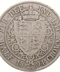 1894 Half Crown Victoria Coin Silver United Kingdom