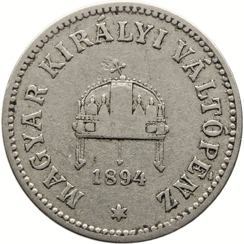 1894 KB 10 Filler Hungary Coin Franz Joseph I