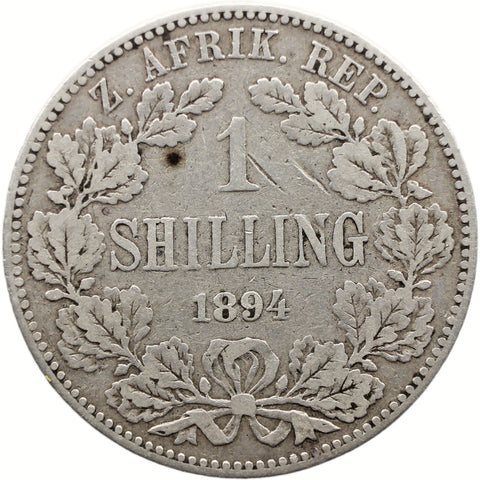 1894 Shilling South Africa Coin Silver Paul Kruger
