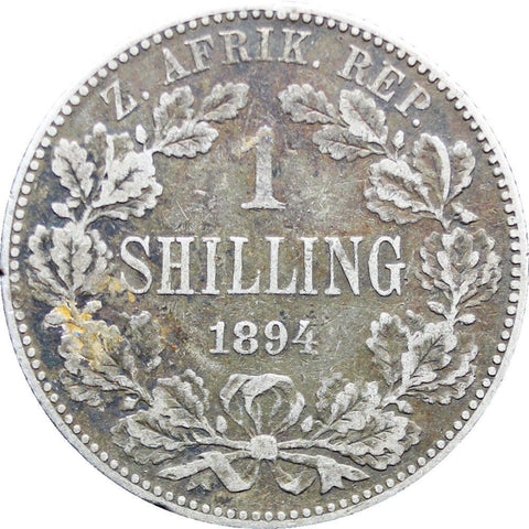 1894 Shilling South Africa Paul Kruger Silver Coin