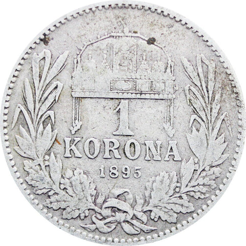 1895 1 Korona Hungary Franz Joseph I Silver Coin