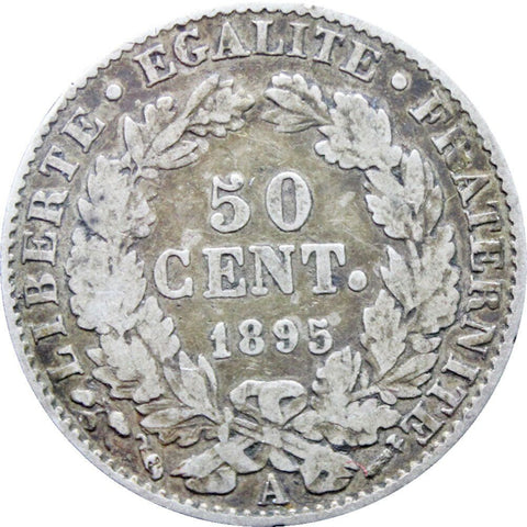 1895 50 Centimes France Coin Silver