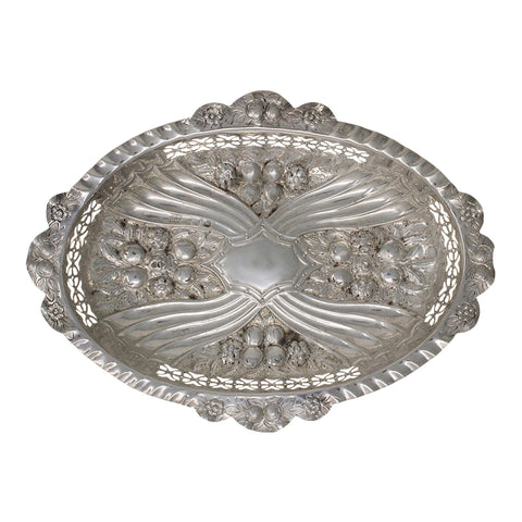 1895 Antique Victorian Era Sterling Silver Pierced Dish Silversmiths Elkington & Co Ltd Birmingham Hallmarks