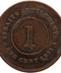 1895 One Cent Straits Settlements Queen Victoria Coin