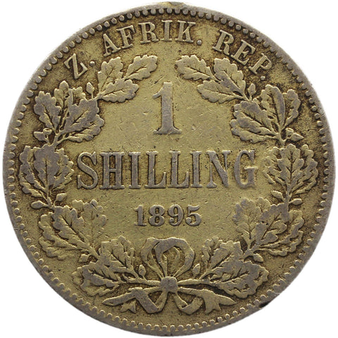 1895 One Shilling Coin South Africa Paul Kruger silver ZAR