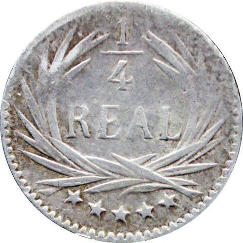 1895 Quarter Real Guatemala Silver Coin