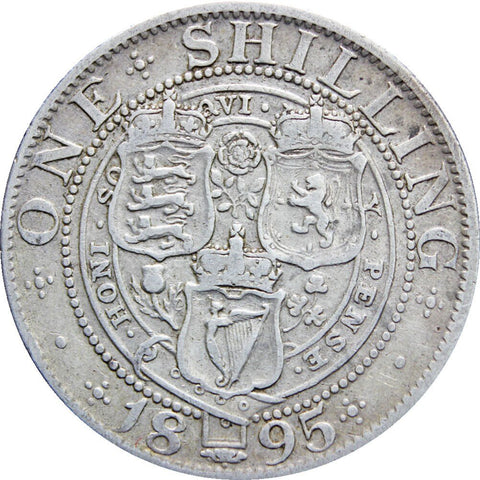 1895 Shilling Victoria Queen Great Britain Silver British Coin