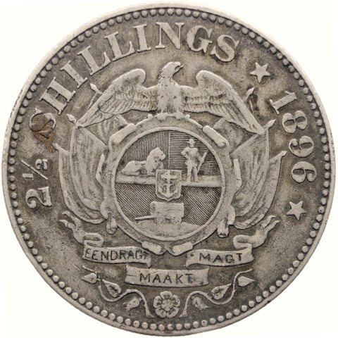 1896 2 1/2 Shillings South Africa Coin Paul Kruger Silver