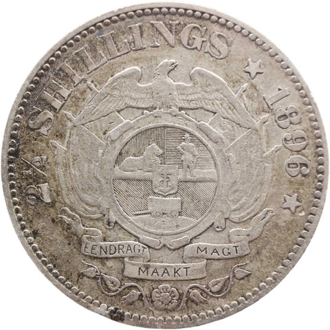 1896 2 and half Shilling South Africa Paul Kruger Silver Coin ZAR