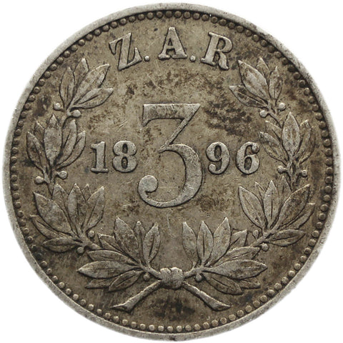 1896 3 Pence South Africa Coin Paul Kruger Silver ZAR