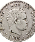 1896 500 Reis Portugal Coin Carlos I Silver