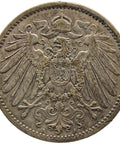 1896 A One Mark Germany Wilhelm II Coin Silver (type 2 - small shield) Berlin Mint
