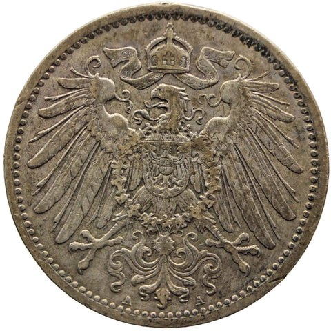 1896 A One Mark Germany Wilhelm II Coin Silver (type 2 - small shield) Berlin Mint