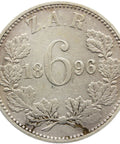 1896 Six Pence South Africa Coin Paul Kruger Silver ZAR