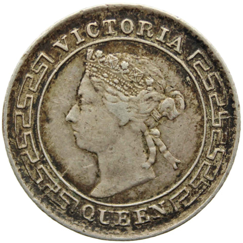 1897 10 Cents Ceylon Victoria Coin Silver