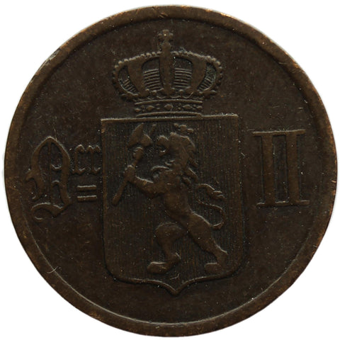 1897 2 Ore Norway Coin Oscar II