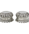 1897 Antique Victorian Era Pair Sterling Silver Salt Cellars Silversmiths James Jackson II London Hallmarks