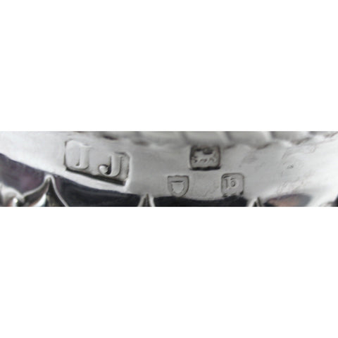 1897 Antique Victorian Era Pair Sterling Silver Salt Cellars Silversmiths James Jackson II London Hallmarks