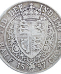 1897 Great Britain Victoria Silver Half Crown Coin