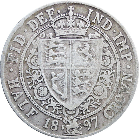 1897 Great Britain Victoria Silver Half Crown Coin