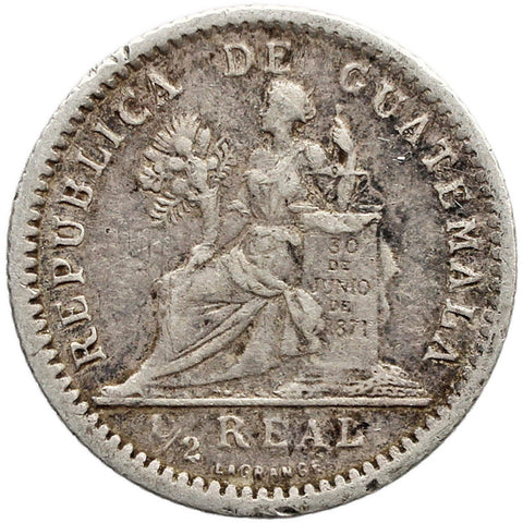 1897 Half Real Guatemala Coin Silver