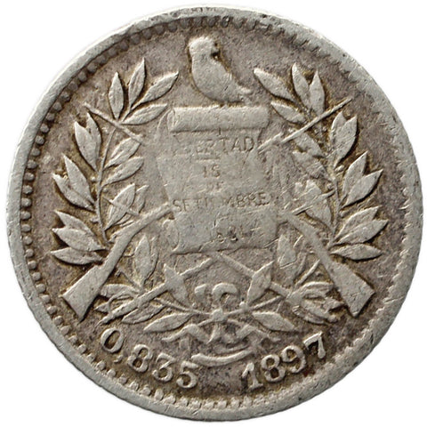 1897 Half Real Guatemala Coin Silver