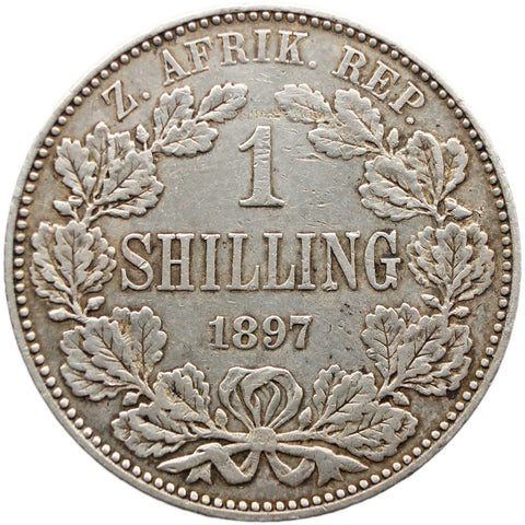 1897 Shilling South Africa Paul Kruger ZAR Silver Coin
