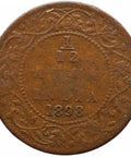 1898 1/12 Anna India British Queen Victoria Coin Calcutta Mint