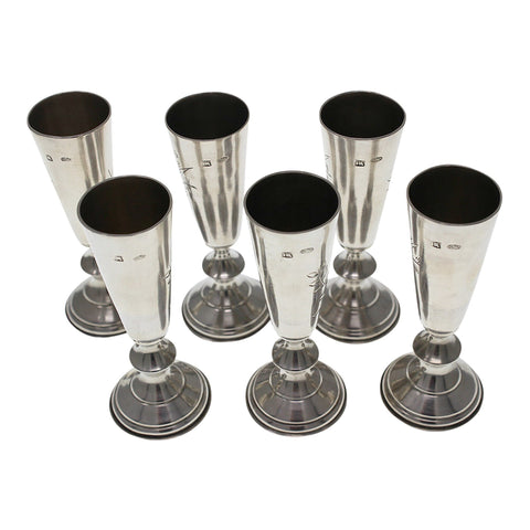 1898 - 1914 Antique Imperial Russian Silver Vodka Cups Moscow Silversmith Ivan Sergeyevich Lebedkin 84 Kokoshnik
