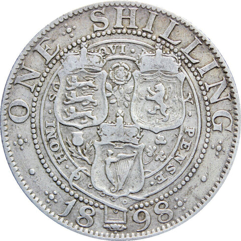 1898 Shilling Queen Victoria Great Britain Silver Coin