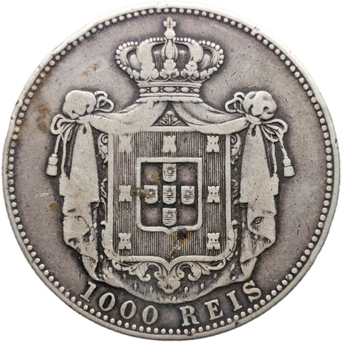 1899 1000 Reis Portugal Coin Carlos I Silver