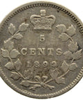 1899 5 Cents Canada Victoria Silver Coin
