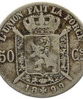 1899 50 Centimes Belgium Coin Silver Leopold II French text