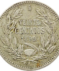 1899 Chile 20 Centavos Silver Coin