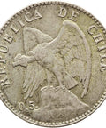 1899 Chile 20 Centavos Silver Coin