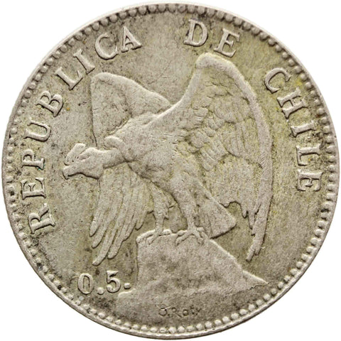 1899 Chile 20 Centavos Silver Coin