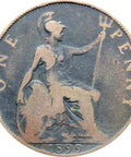 1899 One Penny Queen Victoria Great Britain Bronze Coin