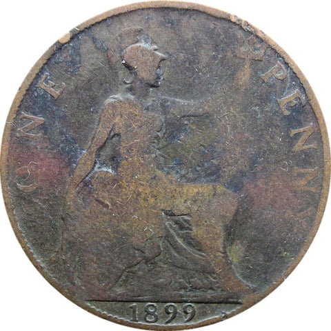 1899 One Penny Queen Victoria Great Britain Bronze Coin