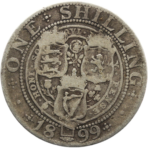 1899 Shilling Coin Victoria Queen Great Britain Silver British
