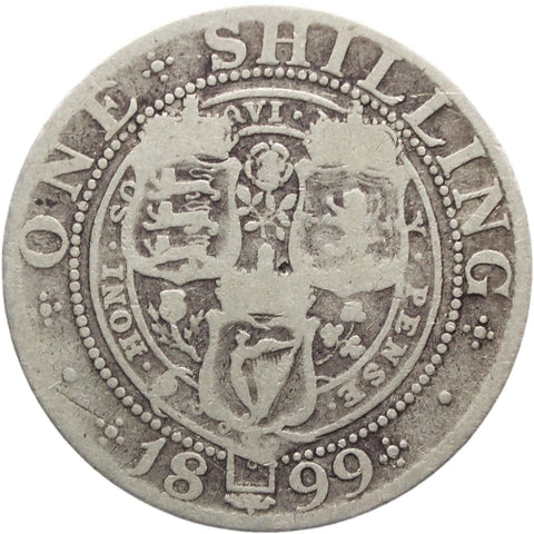 1899 Shilling Victoria Queen Great Britain Silver British Coin