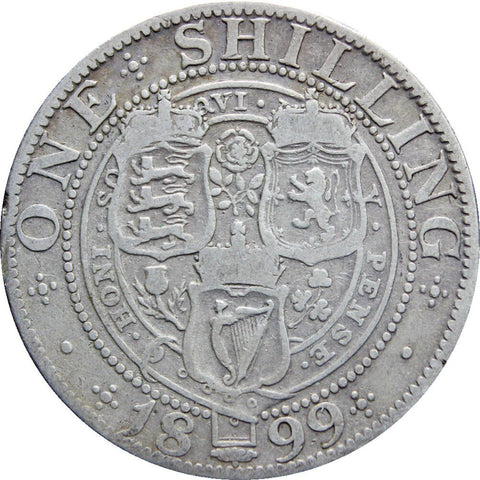 1899 Shilling Victoria Queen Great Britain Silver British Coin
