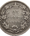 1900 25 Cents Victoria Canada Coin Silver