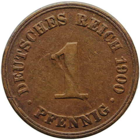 1900 A One Pfennig Germany Wilhelm I Coin Small Shield Berlin Mint
