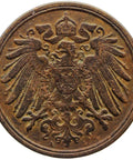 1900 A One Pfennig Germany Wilhelm I Coin Small Shield Berlin Mint